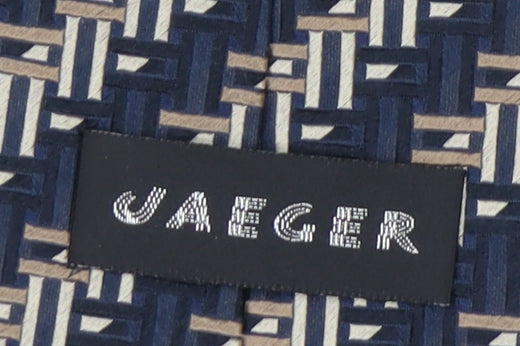 Jaeger Men's Blue Geometric Designer Silk Tie