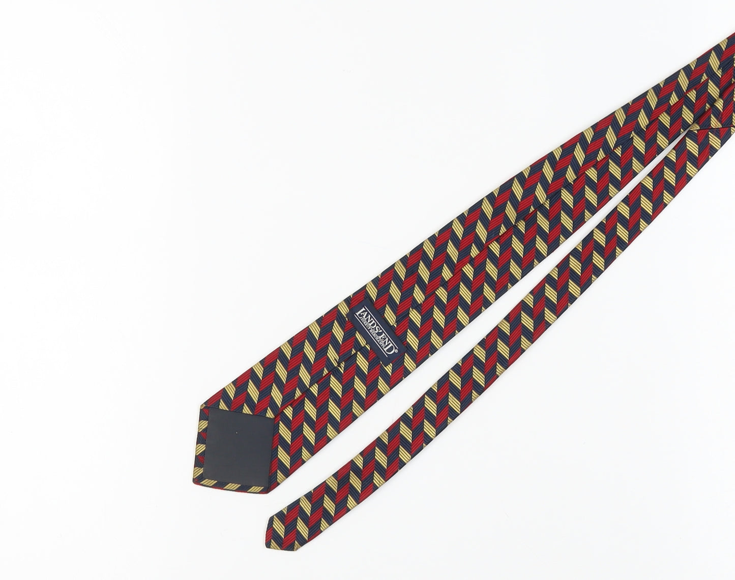 Lands' End Men's Red Geometric Silk Tie