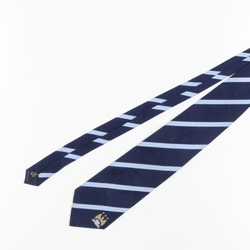 Genesis Men's Blue Silk Designer Striped Tie, One Size