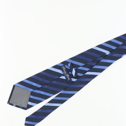 Racing Green Men's Blue Striped Silk Tie One Size