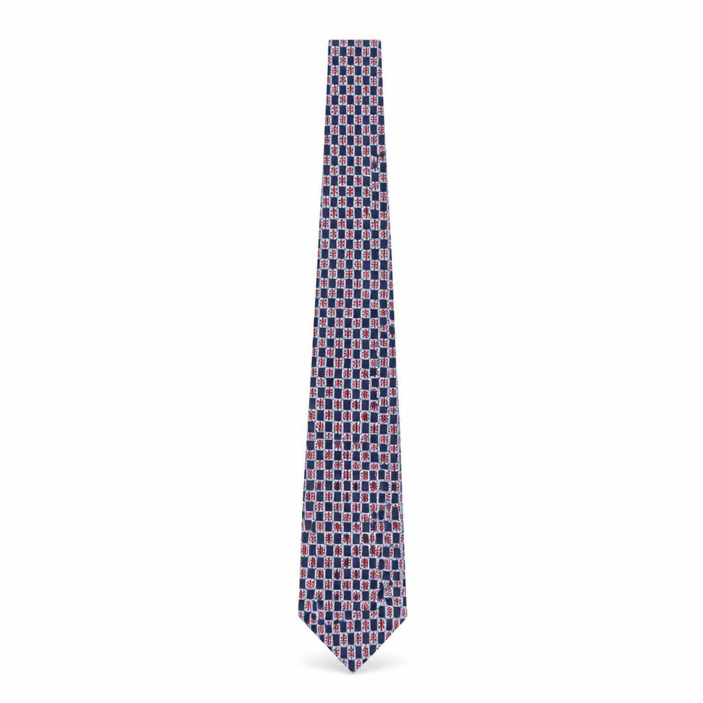 Front view of Pierre Cardin Men's Blue Geometric Silk Tie