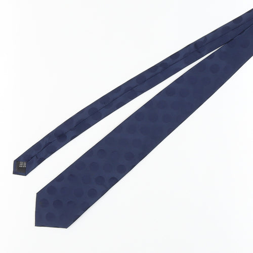 Savile Row Company Men's Blue Polka Dot Silk Tie