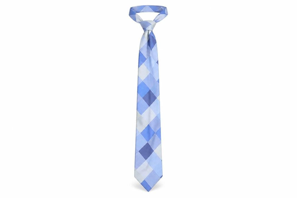 Front view of Milan Collection Men's Blue Geometric Silk Tie