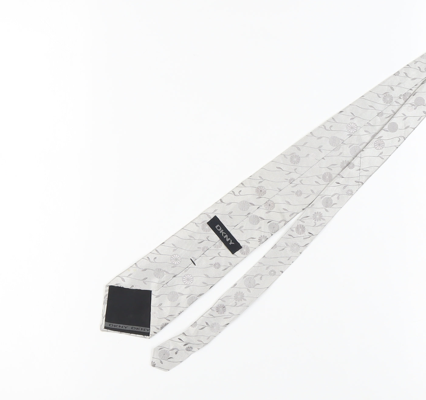 DKNY Men's White Floral Silk Tie - Stylish & Elegant