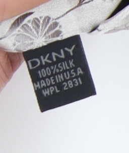 DKNY Men's White Floral Silk Tie - Stylish & Elegant