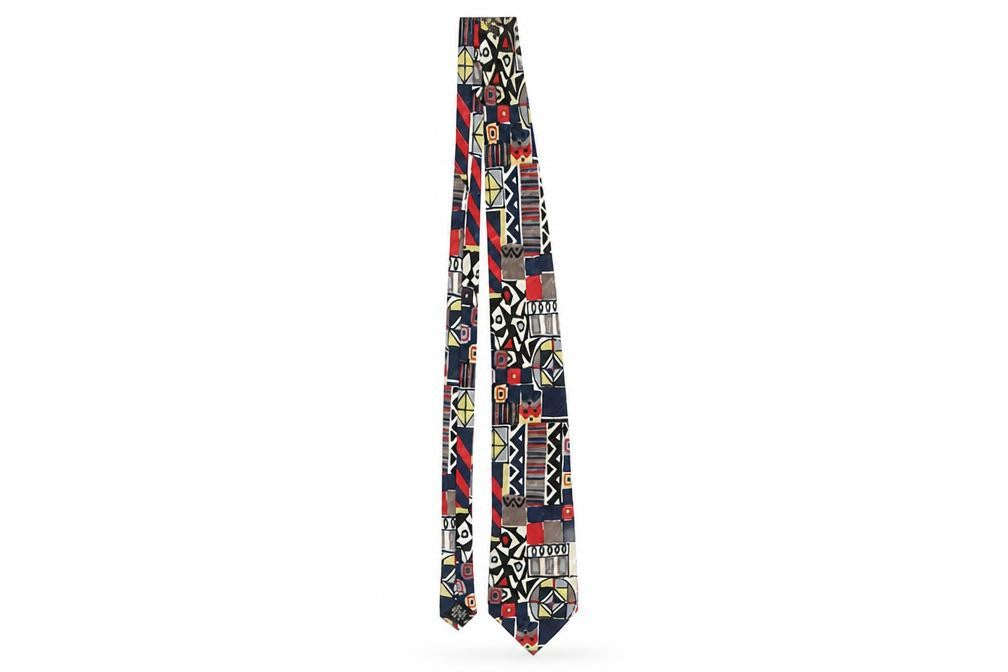 Front view of José Piscador Men's Multicoloured Slim Tie in Silk