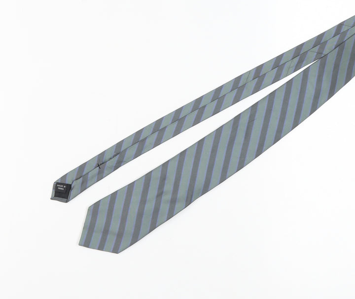 Calvin Klein Men's Grey Striped Silk Tie