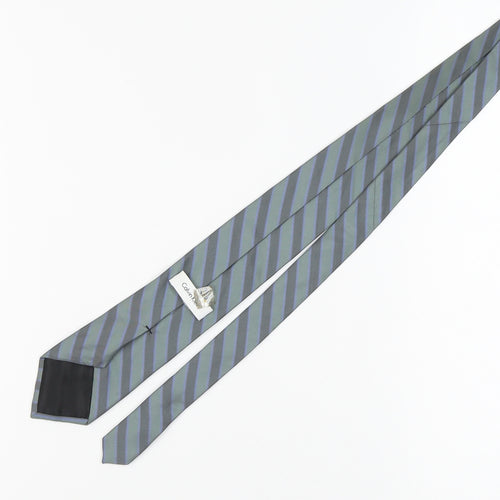 Calvin Klein Men's Grey Striped Silk Tie