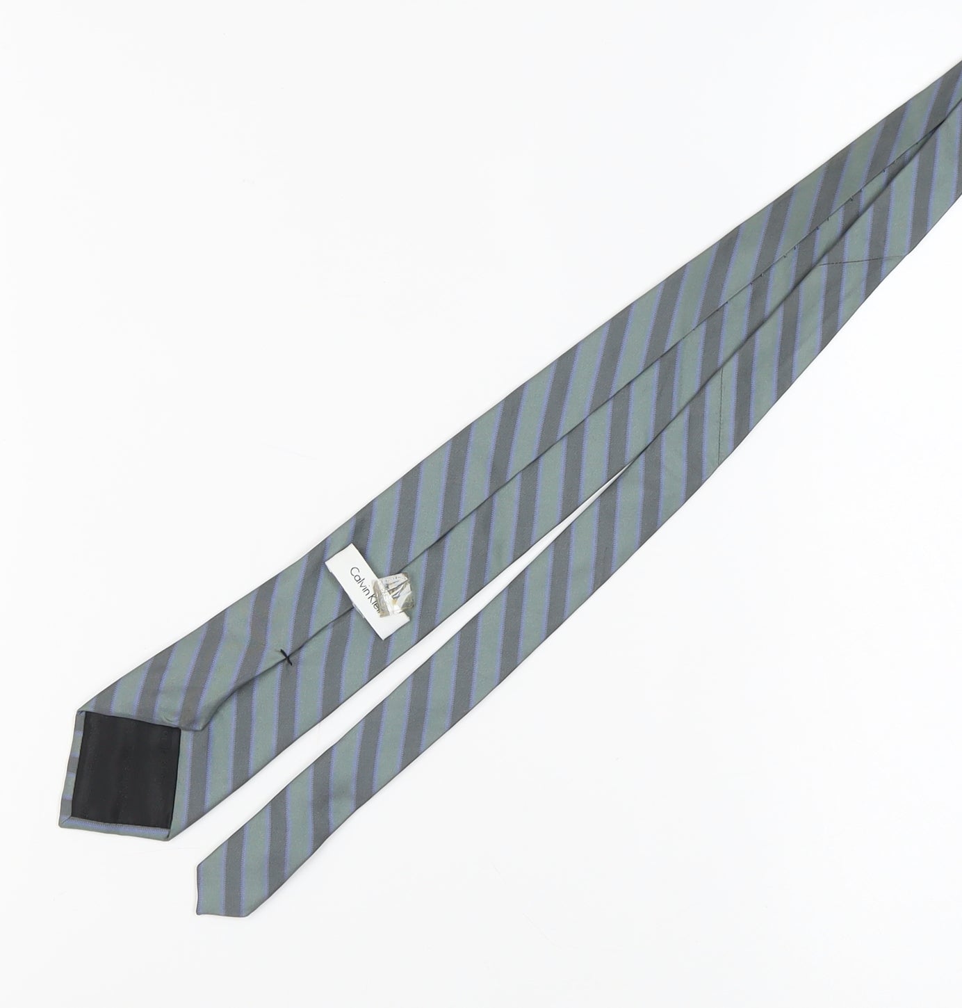 Calvin Klein Men's Grey Striped Silk Tie