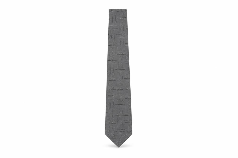 Front view of Valdini Men's Grey Geometric Tie, One Size