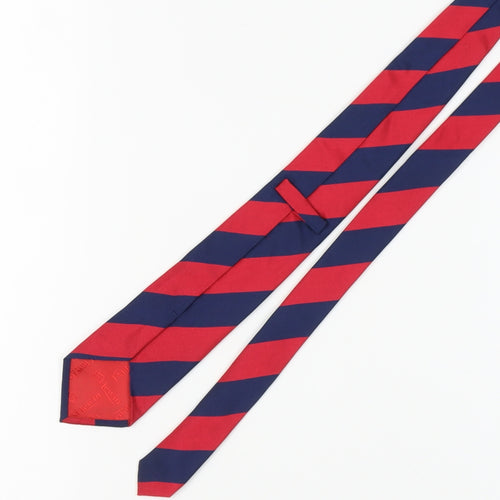 T.M. Lewin Men's Red & Blue Silk Slim Tie, Handmade, Striped