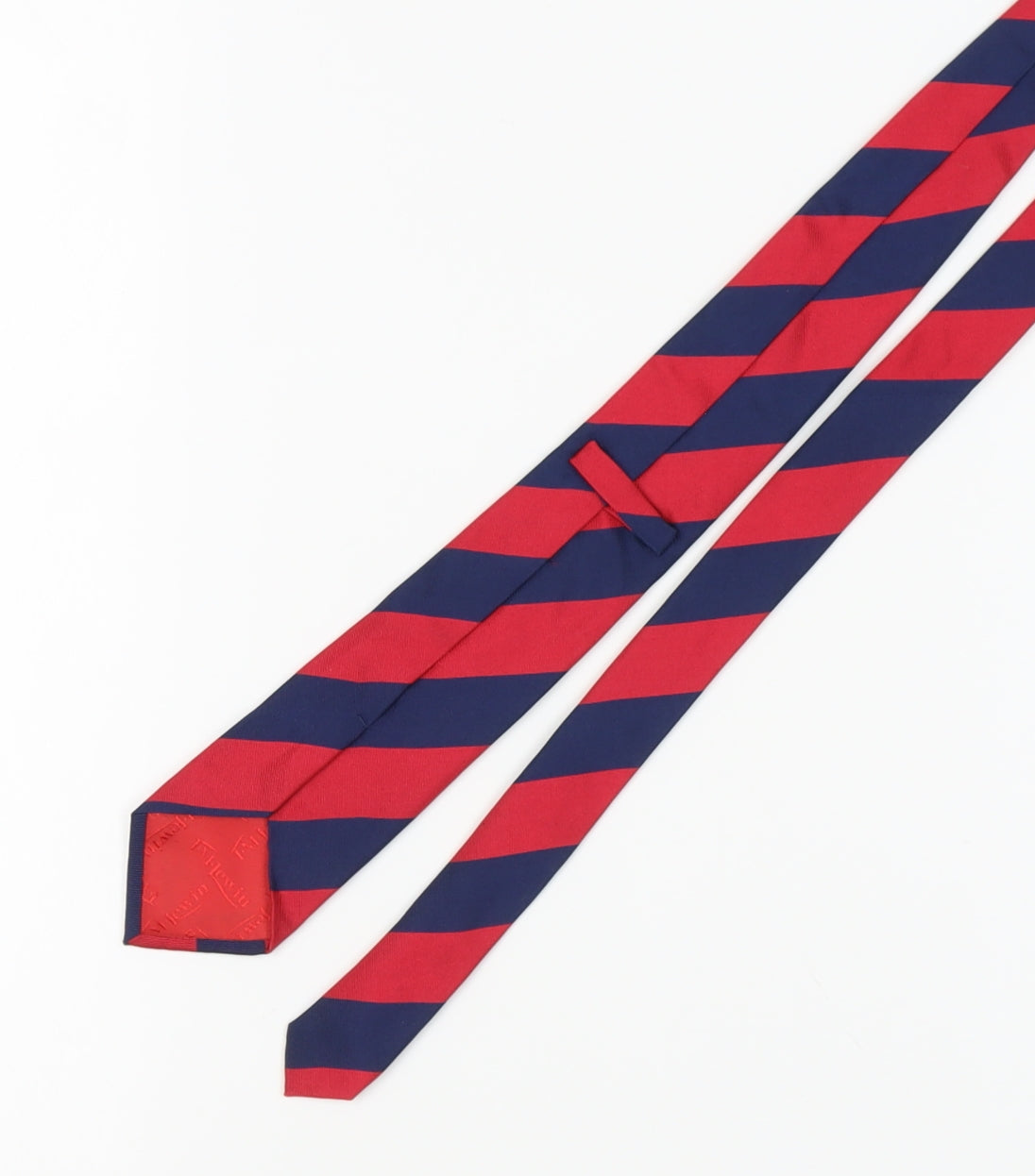 T.M. Lewin Men's Red & Blue Silk Slim Tie, Handmade, Striped