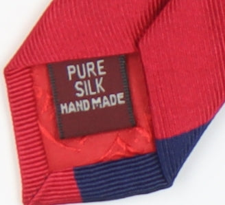 T.M. Lewin Men's Red & Blue Silk Slim Tie, Handmade, Striped