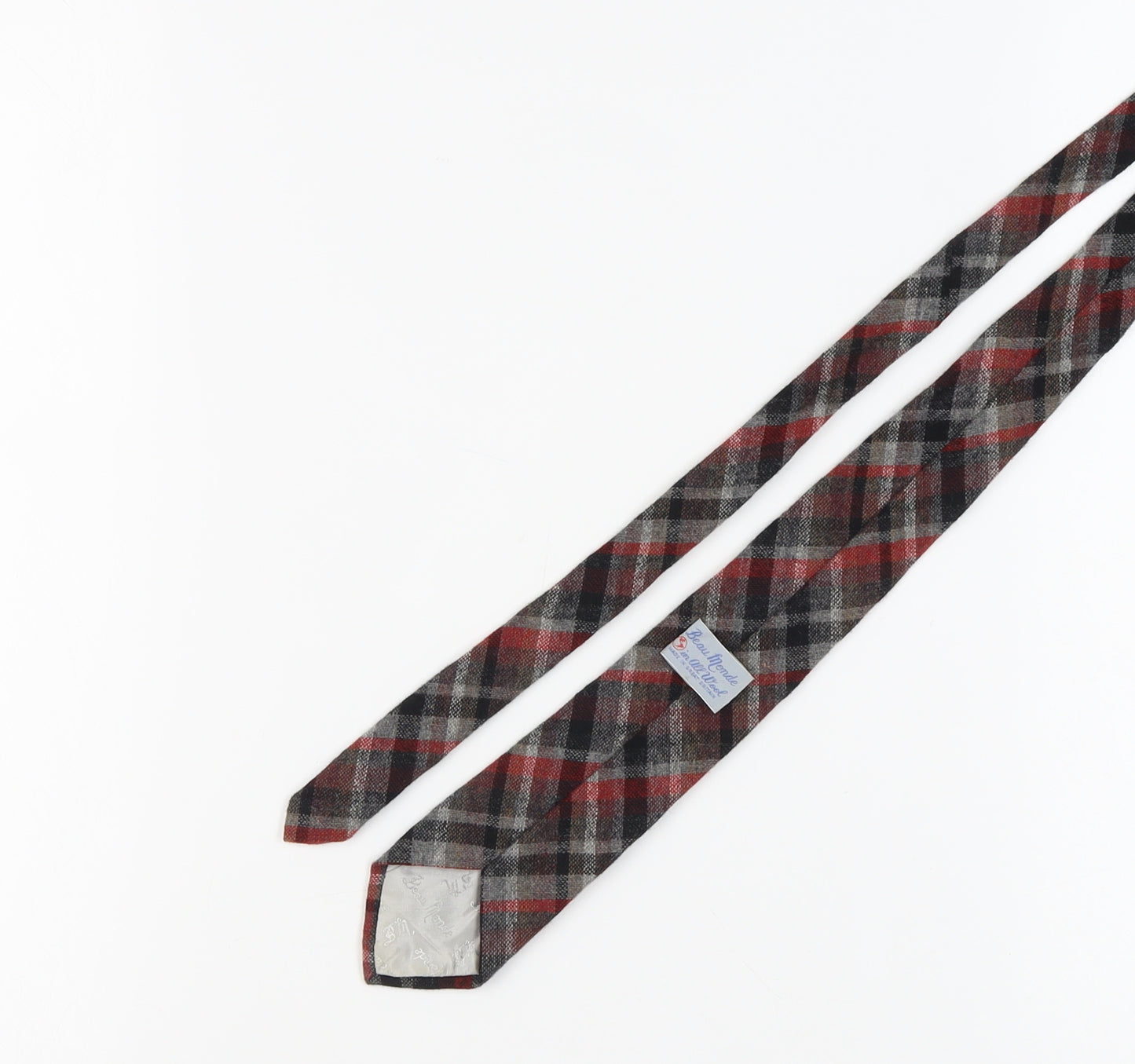 Beau Monde Men's Red Wool Tartan Tie One Size