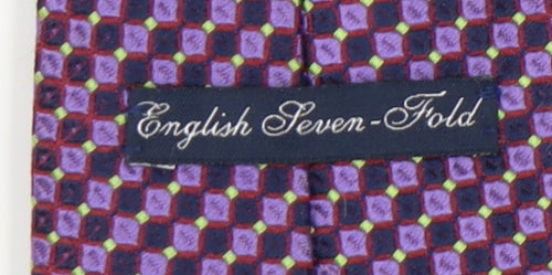 English Seven-Fold Purple Geometric Silk Men's Tie