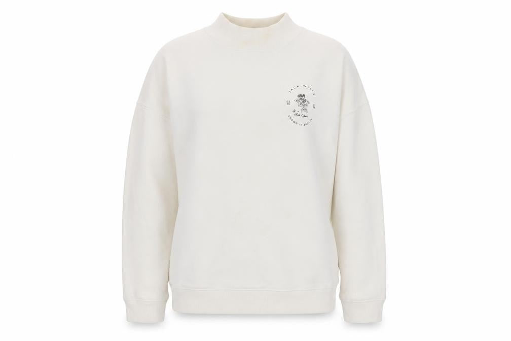 Front view of Jack Wills Women's White Pullover Sweatshirt, size 12