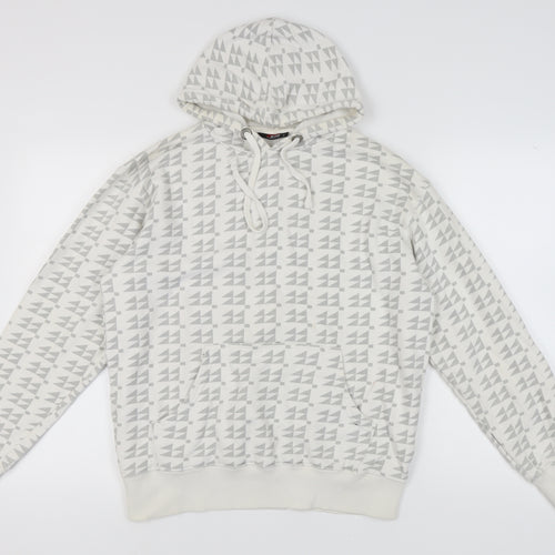 Cedarwood State Men's White Geometric L Pullover Hoodie
