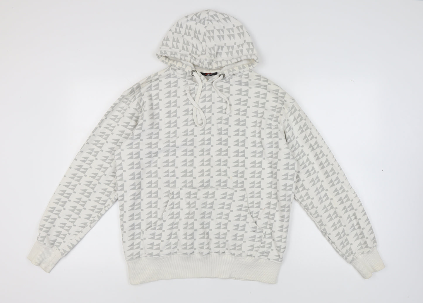 Cedarwood State Men's White Geometric L Pullover Hoodie