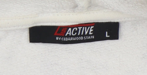 Cedarwood State Men's White Geometric L Pullover Hoodie