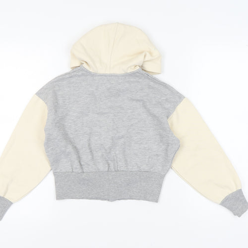 River Island Girls Grey Beige Full Zip Hoodie 9-10 Years