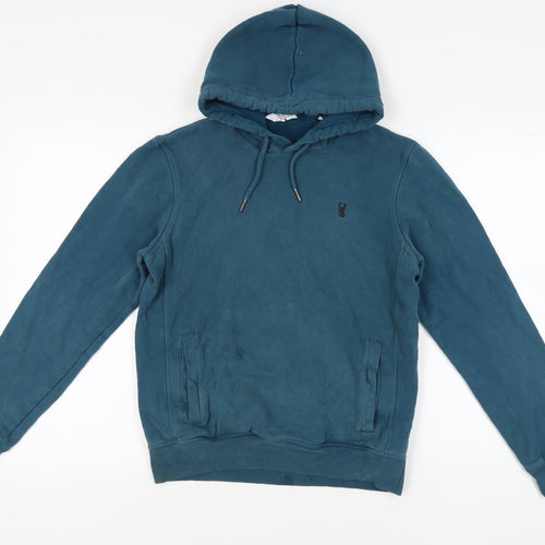 Next Men's Blue Pullover Hoodie, Size S, Hooded, Logo Accent
