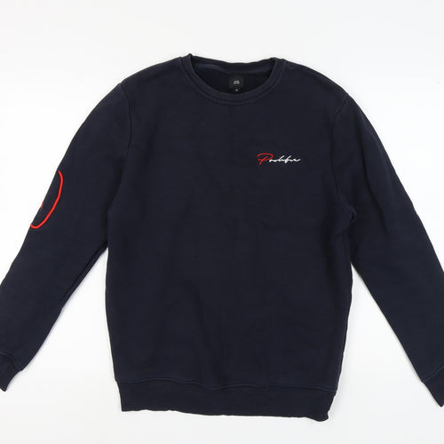 River Island Men’s Black Sweatshirt M Embroidered