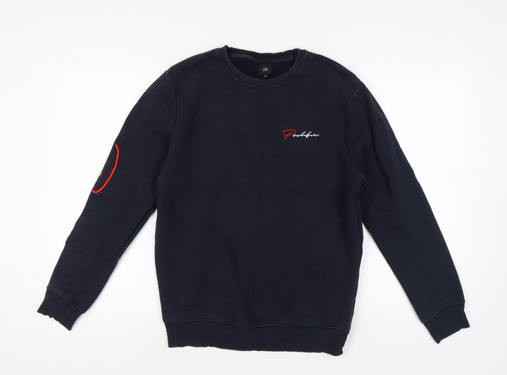 River Island Men’s Black Sweatshirt M Embroidered