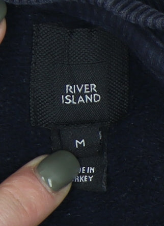 River Island Men’s Black Sweatshirt M Embroidered