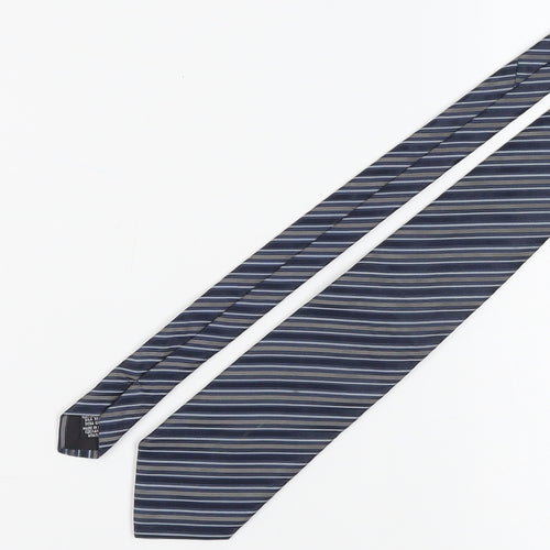 Hugo Boss Men's Blue Striped Silk Designer Tie