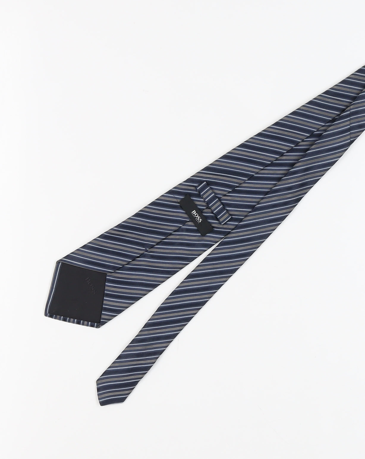 Hugo Boss Men's Blue Striped Silk Designer Tie