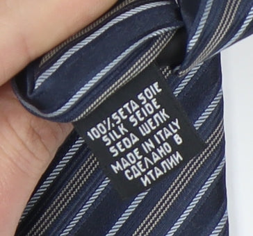Hugo Boss Men's Blue Striped Silk Designer Tie