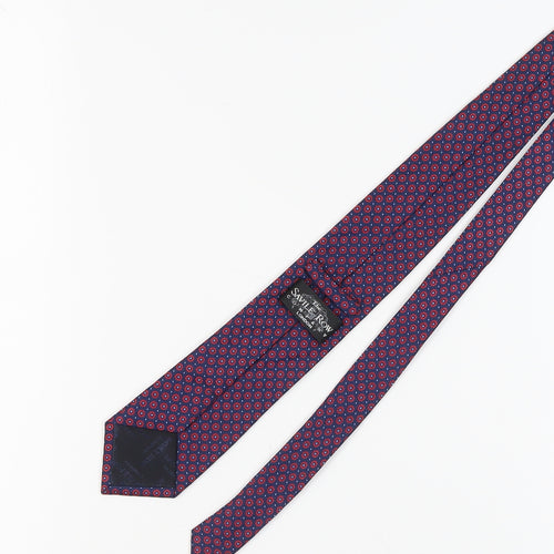 Savile Row Men's Blue Silk Geometric Designer Tie