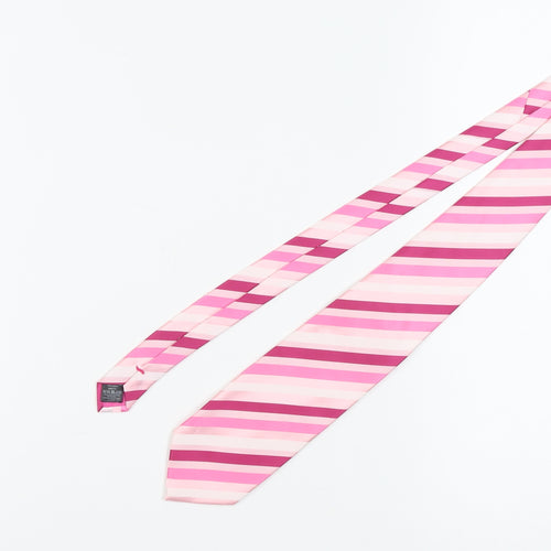 Next Men's Pink Striped Polyester Tie