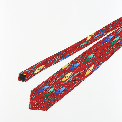 Cecil Jones Men's Red Geometric Slim Tie One Size