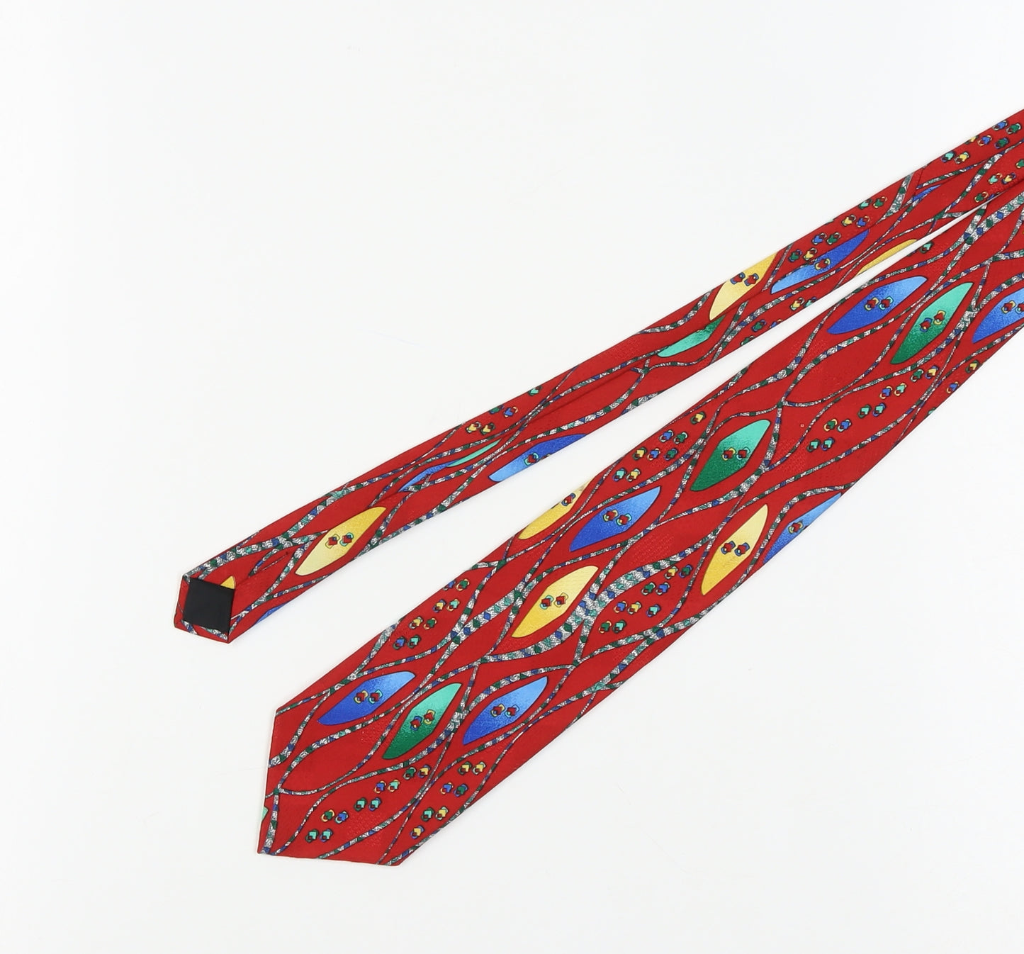 Cecil Jones Men's Red Geometric Slim Tie One Size