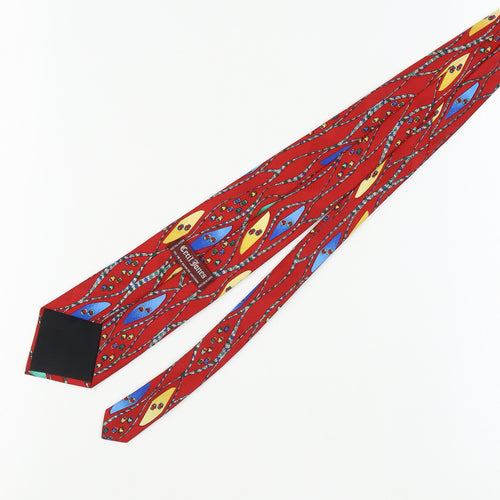 Cecil Jones Men's Red Geometric Slim Tie One Size