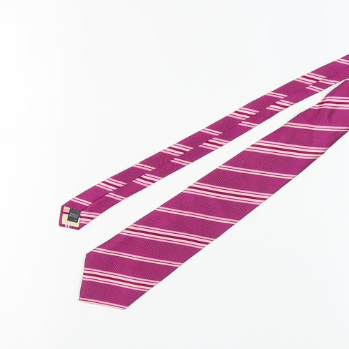 Marks & Spencer Men's Pink Striped Silk Tie
