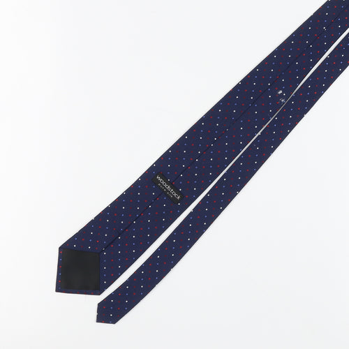 Woodstock Men's Blue Silk Slim Polka Dot Tie