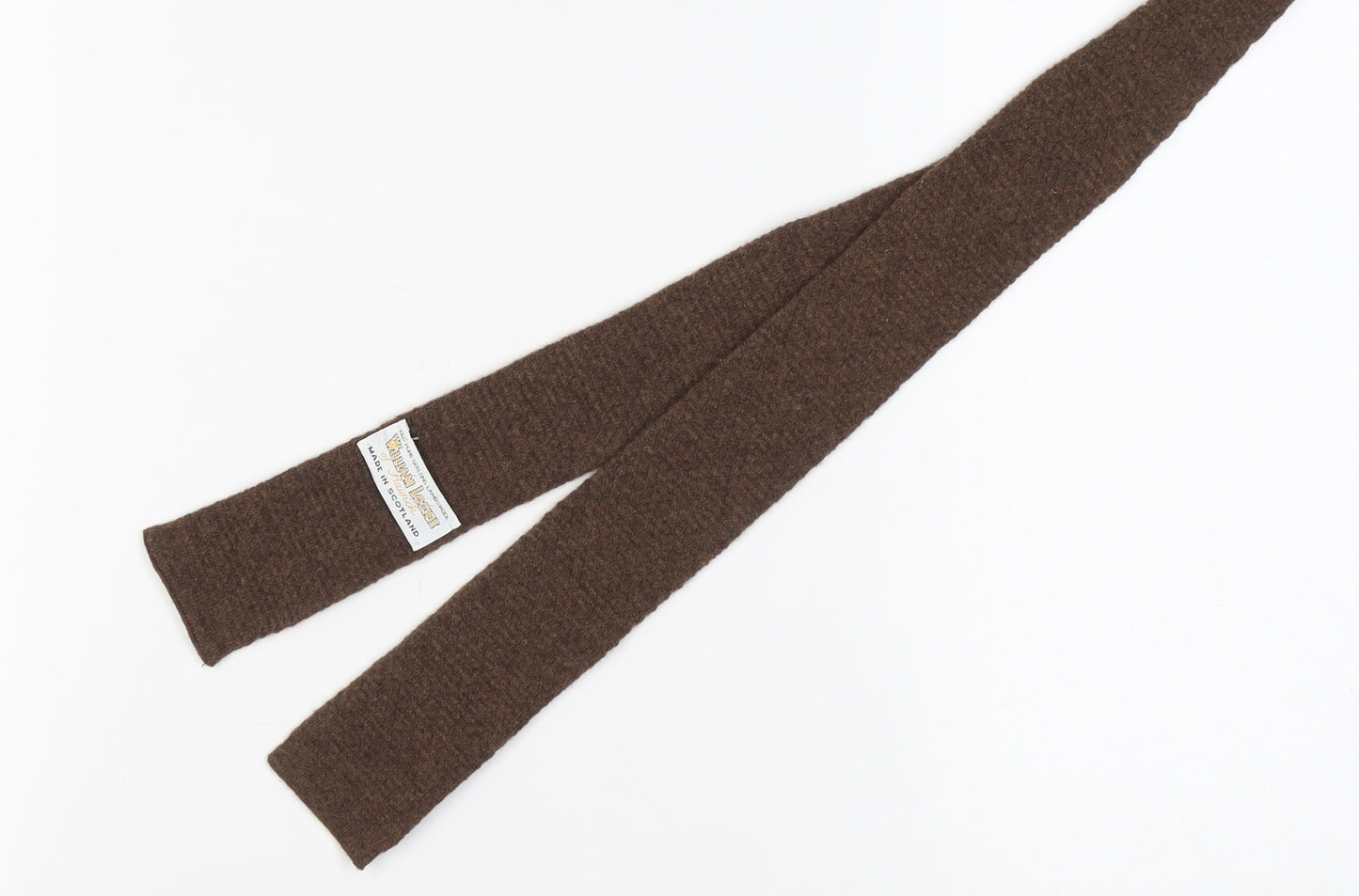 William Lockie Brown Wool Knit Tie for Men One Size