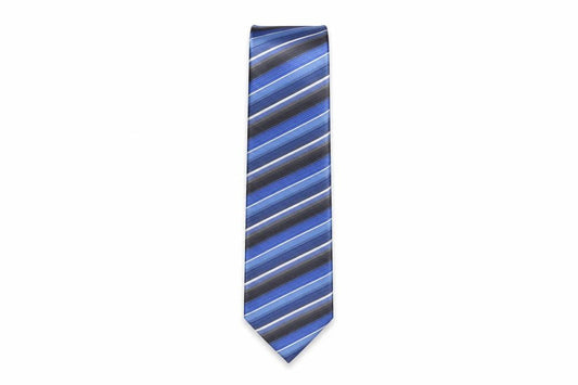 Front view of Van Heusen Men's Blue Striped Polyester Tie