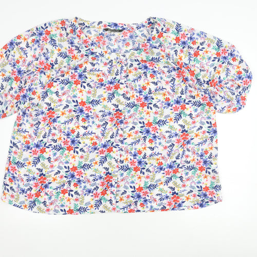 Bonmarché Women's Multicoloured Size 24 Plus Floral Short Sleeve Top