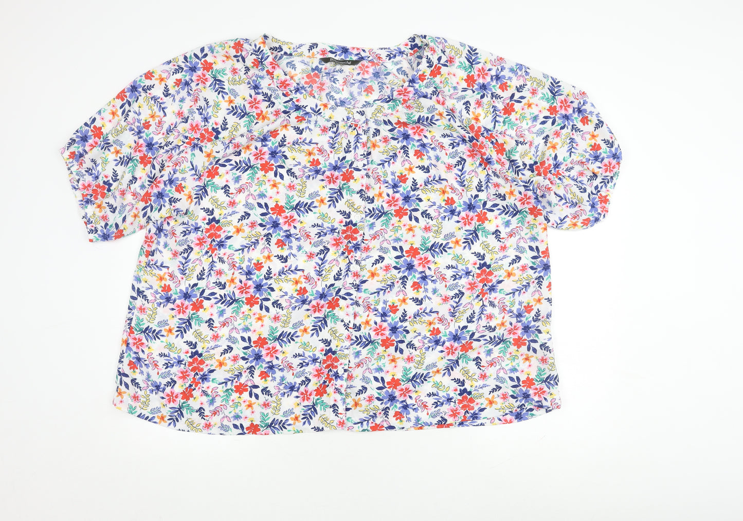 Bonmarché Women's Multicoloured Size 24 Plus Floral Short Sleeve Top