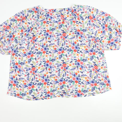 Bonmarché Women's Multicoloured Size 24 Plus Floral Short Sleeve Top