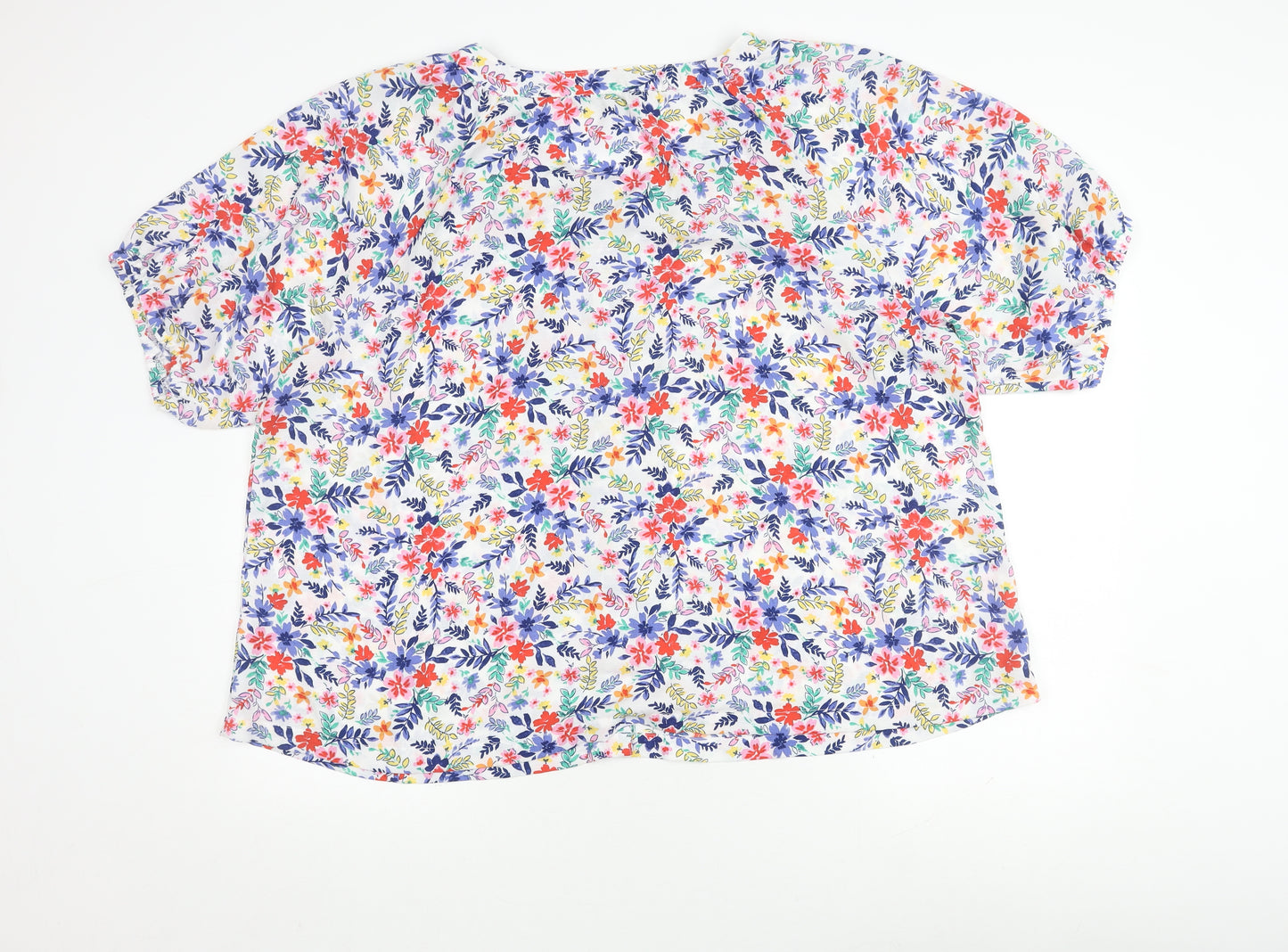Bonmarché Women's Multicoloured Size 24 Plus Floral Short Sleeve Top