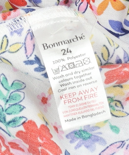 Bonmarché Women's Multicoloured Size 24 Plus Floral Short Sleeve Top