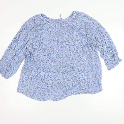Bonmarché Women's Blue Floral Tunic Blouse - Size L
