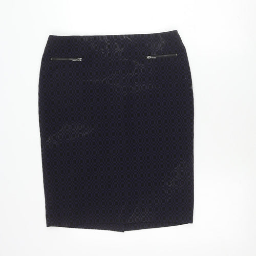 Marks and Spencer Women's Blue Check Pencil Skirt Size 14