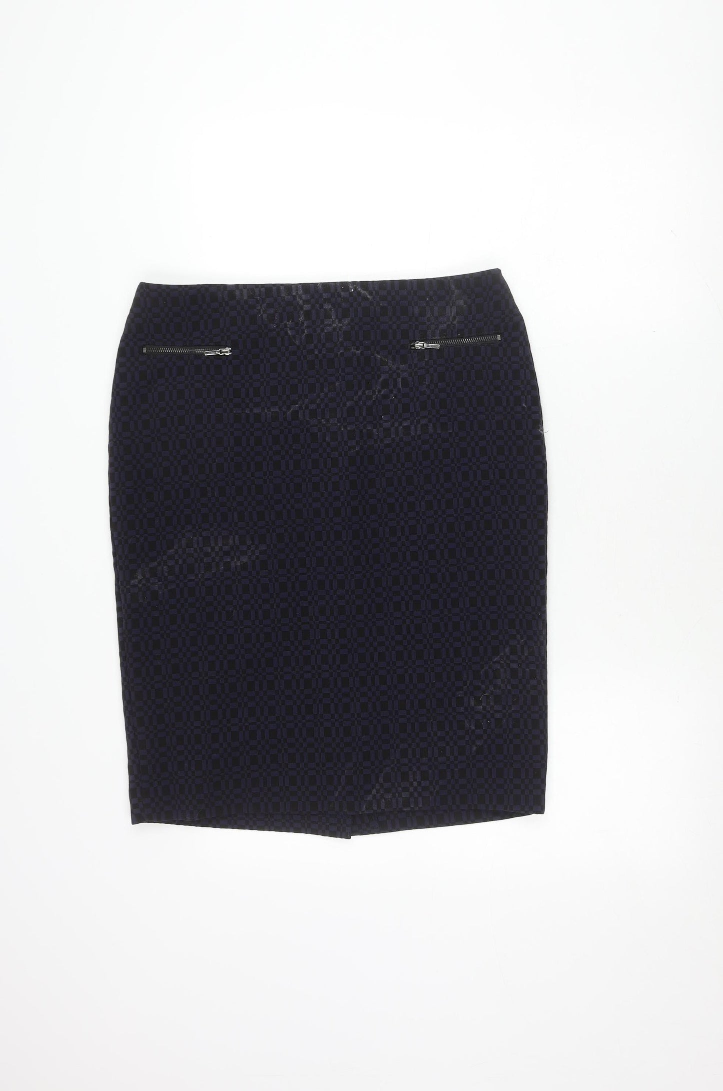 Marks and Spencer Women's Blue Check Pencil Skirt Size 14