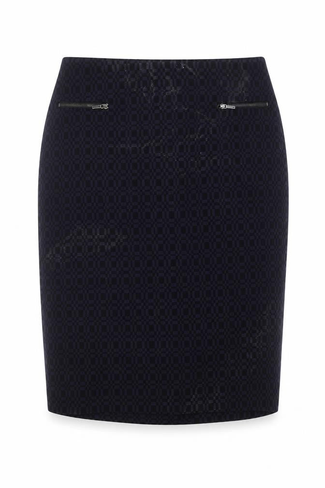 Front view of Marks & Spencer Women's Blue Check Pencil Skirt, size 14