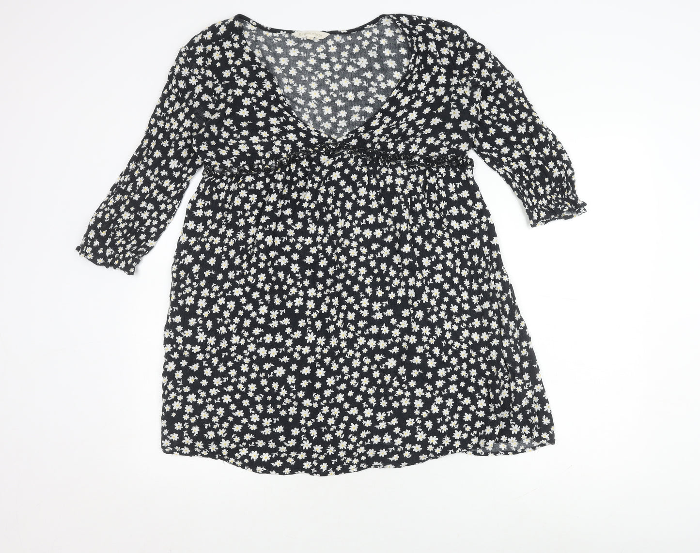Beyond Words Women's Black Floral A-Line Dress, Size S